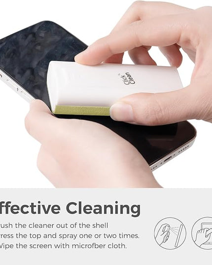 CLICK CLEAN Touchscreen Mist Cleaner, Screen Cleaner, All in One Screen Cleaner Spray with Microfiber and Phone Stand for All Phones, Laptop and Tablet Screens (Beige)