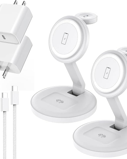 3 in 1 Foldable Magnetic Wireless Charging Station,iPhone Mag-Safe Charger,15W Fast MagSafe Charger Stand for Apple iPhone16Pro Max/16 Pro/15 ProMax/14/13/12,Apple Watch Ultra/2/SE to S9,AirPods Pro 3
