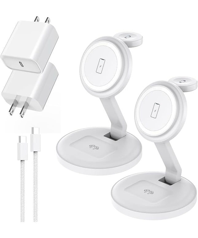3 in 1 Foldable Magnetic Wireless Charging Station,iPhone Mag-Safe Charger,15W Fast MagSafe Charger Stand for Apple iPhone16Pro Max/16 Pro/15 ProMax/14/13/12,Apple Watch Ultra/2/SE to S9,AirPods Pro 3