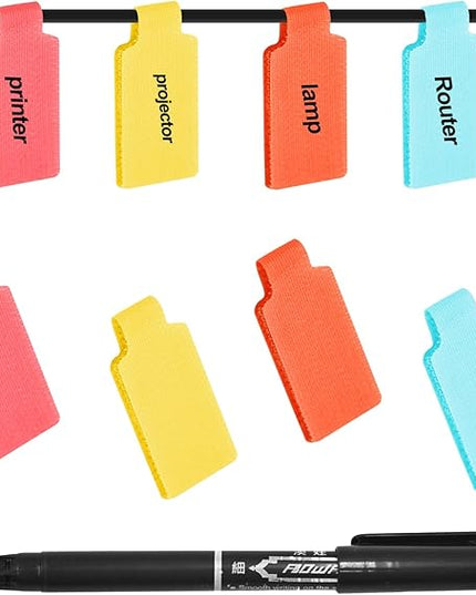 40 Pack Cable Labels Tags, Multi-Color Write On Wire Cord Tags and Charger Labels Waterproof for Cable Management and Identification Electronics (Rectangular)