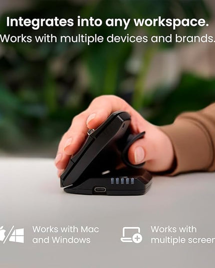 Contour Unimouse Ergonomic Vertical Mouse Adjustable 35°-70° Tilt Angle, 6 Programmable Buttons for Productivity, Customizable Thumb Rest for Wrist Pain Relief | Plug & Play Mac/PC - Wireless - Right