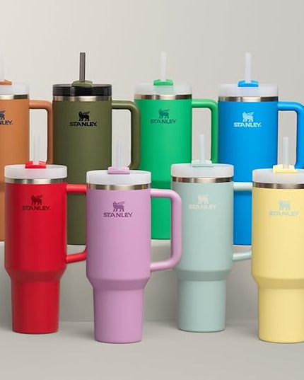 STANLEY Quencher H2.0 Tumbler with Handle and Straw 40 oz | Flowstate 3-Position Lid | Cup Holder Compatible for Travel | Insulated Stainless Steel Cup | BPA-Free | Dried Pine