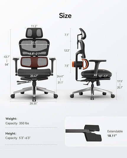 Newtral Ergonomic Office Chair with Fully Adaptive Lumbar Support, 136°Tilt Function, Computer Desk Chair with Soft 4D Armrest, Adjustable Headrest (Supreme Without Laptop Tray, Black)