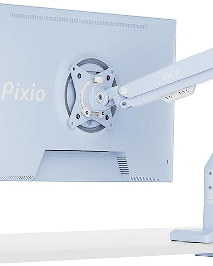 Pixio PS1S Wave Blue Single Monitor Arm Stand Desk Mount - Fits up to 32 inches Monitors and up to 19.8lbs. VESA Compatibility and Integrated Cable Management