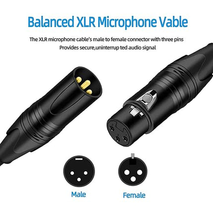Premium XLR to XlR Cable (10 Feet 4-Pack) Noise-Canceling Balanced Wire Connector, 3 Pin XLR Microphone Cables Oxygen-Free Copper (OFC) Male to Female Mic Cord for Speaker Mixer, Studio,Podcast