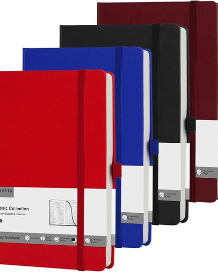 4 Pack Lined Journal Notebooks for Work, Travel, College, A5 Size 100 GSM Thick Paper, Classic Ruled, Hardcover Notepad for Writing 160 Pages, 5.5 x 8.3 inch - 4 Deep Multicolors