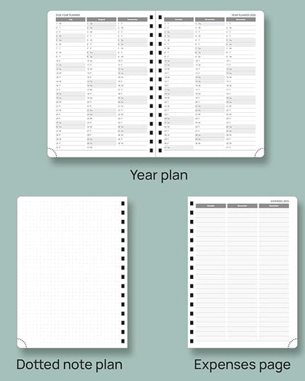 POPRUN Academic Planner 2025-2026 (July 2025-June 2026), Daily Weekly and Monthly Appointment Book (Wirebound Hard Cover - 6.25'' x 8.5'') with Hourly Time Slots, Tabs, 100 GSM - Haze Blue