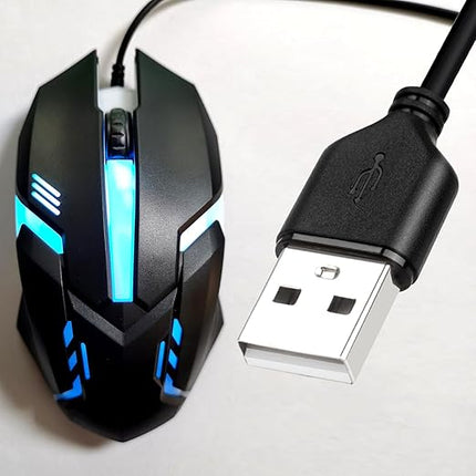 USB A 15FT Wired Mouse for Mac and Windows - 1600DPI Simple 3 Keys Wired Computer Mouse, Wired, Scroll Wheel Layout with Long Lines - Plug & Play for Laptops, PC Desktops, Laptops