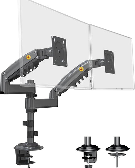 NB North Bayou Dual Monitor Desk Mount Stand Full Motion Swivel Computer Monitor Arm Fits 2 Screens up to 27'' with Load Capacity 4.4~19.8lbs for Each Monitor H180-G