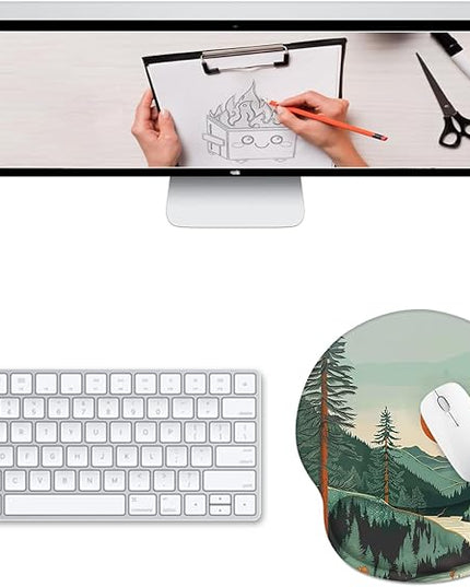Ergonomic Mouse Pad Wrist Support, Sunset Mountain Mouse Pads with Wrist Rest, Computer Mousepad for Desk with Non-Slip Base, Comfortable Mouse Pad for Work Accessories Office Supplies Decor