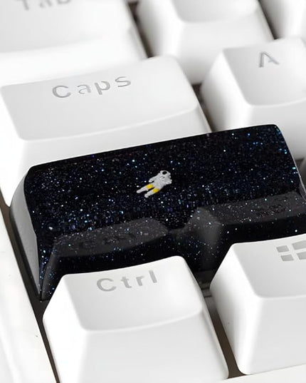 Galaxy Astronauts Artisan Keycap R1 SA Profile Custom Astronauts Keycaps 2.25 Shift Space Explorer Handmade Gaming Resin Key Cap Cherry MX Switch Compatible Mechanical Keyboard Space Lover Gift