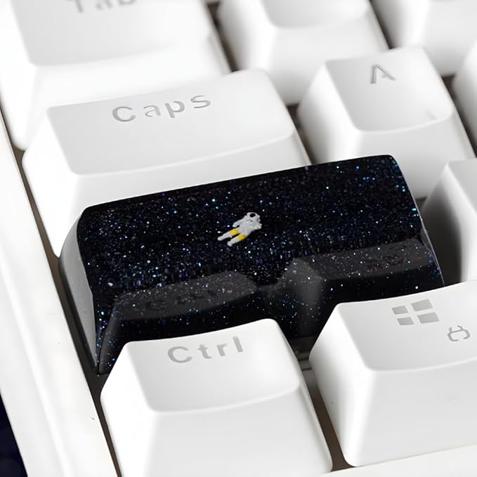 Galaxy Astronauts Artisan Keycap R1 SA Profile Custom Astronauts Keycaps 2.25 Shift Space Explorer Handmade Gaming Resin Key Cap Cherry MX Switch Compatible Mechanical Keyboard Space Lover Gift