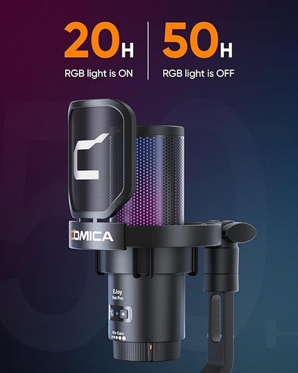 COMICA EJoy Uni Pro Wireless USB Microphone for PC Gaming, Streaming, Podcast, YouTube, with Noise Cancellation, Mute, Gain, Monitoring - Condenser Mic for PS5, PS4, Mac, Computer (Desktop Mic)