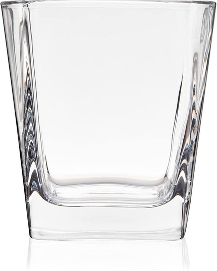 TRUE Square Rocks Glass, Old Fashioned Whiskey Glasses, Superb Drinking Cups for Cocktail Party, Home Bar, Bartender Accessories, Set of 4, 10 oz
