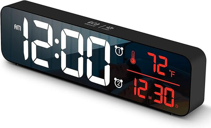 Hournor Digital Clock for Bedroom, Digital Wall Clock for Living Room Decor, Desk Table Clocks, Digital Clock Large Display, Bedroom Smart Alarm Clock for Office Red