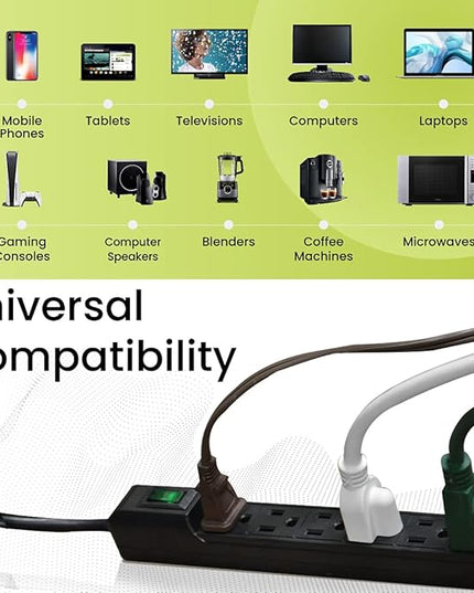 Go Green Power Inc. GG-16103MINBK 6 Outlet Surge Protector, Black