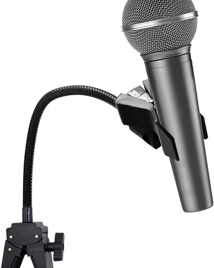 Gooseneck Microphone Stand with Crab Clamp, 11.8" Flexible Mic Arm, Adjustable Desk Mic Stand with Mic Clip for Recording, Podcast, Meetings, Lectures, Live Streaming & Broadcast Equipment