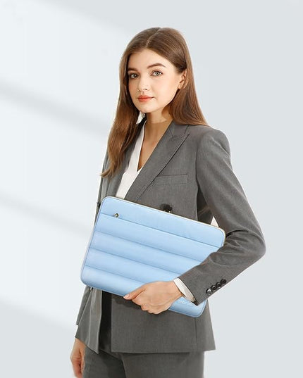 MOSISO 13.3 inch Laptop Case, 13-13.3 inch Puffy Laptop Sleeve Compatible with MacBook Air 13 13.6 M4 M3 M2 M1/Pro 13/Pro 14, HP Dell ASUS Lenovo,Polyester Horizontal Bag with Small Case, Air Blue