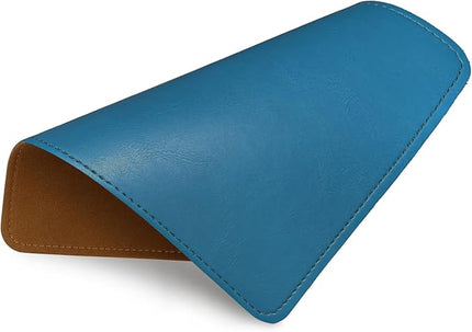 PU Leather Mouse Pad With Stitched Edge, Micro-Fiber Base, Non-Slip Waterproof for Computers, Laptop, 8x11 Inch (Blue)