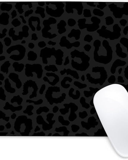 Black Leopard Print Square Mouse Pad,Non-Slip Rubber Base Mouse Pad, Home Office Decoration Desktop Accessory,Laptop Mouse Pad for Office Laptops,9.4x7.8x0.12inch.
