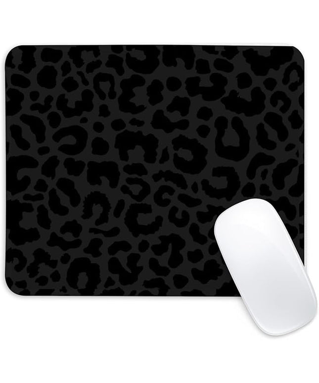 Black Leopard Print Square Mouse Pad,Non-Slip Rubber Base Mouse Pad, Home Office Decoration Desktop Accessory,Laptop Mouse Pad for Office Laptops,9.4x7.8x0.12inch.