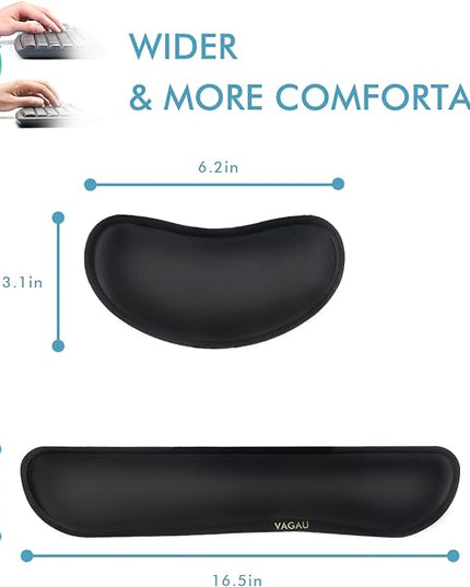 VAGAU Premium Keyboard Wrist Rest and Mouse Pad Wrist Support, Ergonomic Memory Foam Set for Office, Laptop, Mac, Computer and Gaming, Comfortable Typing &Wrist Pain Relief (2 Pack)