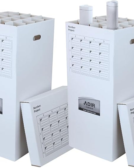 Adir 2 Pack of Cardboard Roll File Storage Organizer - Vertical File Sorter - Blueprint, Poster, Plans, Gift Wrap, And Map Holder Station-16 Slots (for Rolls up to 37 Inches Long)