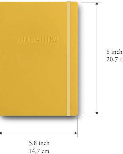 LEUCHTTURM1917 The Official Bullet Journal Edition 2 - Notebook Built for BuJo, Medium A5 204 Pages of 120gsm Paper, With Bujo Pocket Guide (Yellow24)