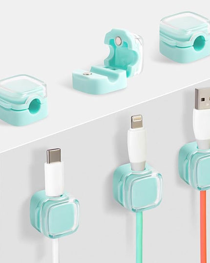Magnetic Cable Clips Cord Organizer Holder, 6 Pack Adhesive Wire Holder Keeper Organizer USB Charging Cable Storage Holder for Home Office Phone Car Wall Desktop Nightstand Kitchen (Blue)
