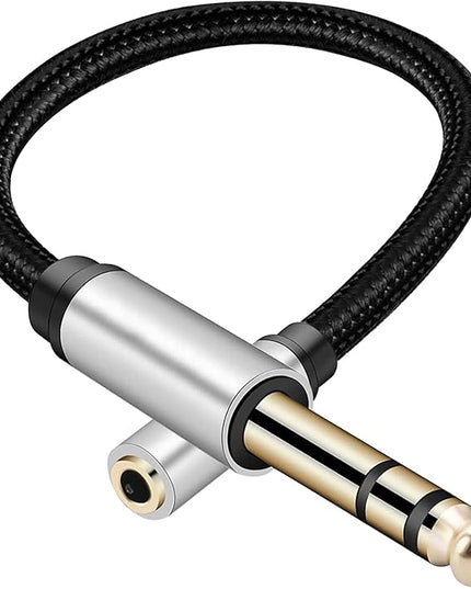 WISYIFIL 1/4 to 1/8 Headphone Cable Adapter, TRS Auxiliary Aux Cord 6.35mm Male to 3.5mm Female Stereo Jack Audio Adapter for Amplifiers,Guitar, Piano, Home Theater, Braided Cable 1ft (30cm)