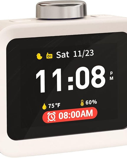 Dekala ChronoSense Alarm Clock for Bedroom Temperature Humidity, 7-Day Programmable 4 Alarms, 100dB Loud Gradual Alarm for Heavy Sleeper, Visual Timer Clock Radio，White Noise Sound Machine