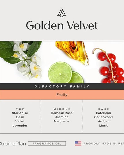 AromaPlan Hotel Scents Golden Velvet 5 Fl Oz (148ml), Home Luxury Aroma & Hotel Fragrance Diffuser Oil- Hotel Diffuser Oil for Aromatherapy- USA Made, Bigger Bottle, Bolder Aroma & Longer Lasting