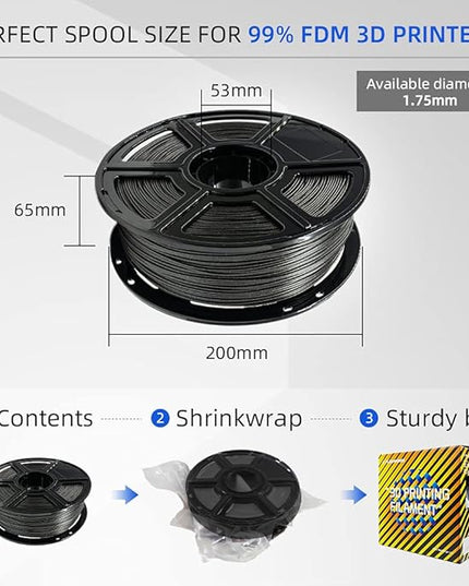 FLASHFORGE PLA Filament 1.75mm Galaxy Matte Black, 3D Printer Filament with Silver Glitter 1kg (2.2lbs) Spool, Dimensional Accuracy +/- 0.02mm, Shimmering 3D Printing Filament for Unique Finish