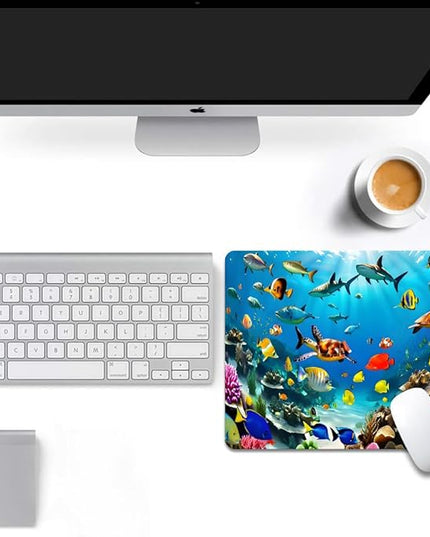 Underwater World of The Ocean Square Mouse pad, Texture, Waterproof, Anti Slip Rubber Base, Computer Mouse pad, Laptop Mouse pad