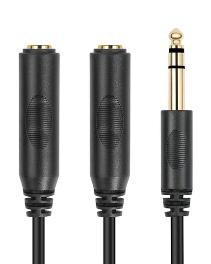 SiYear 6.35mm 1/4 inch Male Plug Stereo to 2 Dual 1/4 "TRS Female Jack Connector Audio Speaker Cable, Y Splitter Adapter Cable (20CM / 8Inch)