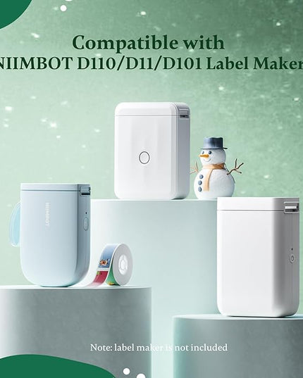 NIIMBOT Christmas Labels for D110/D11/D101 Label Maker,14 x 50 mm (0.55'' x 1.97''), Thermal Label Tape for Christmas Home Office Labeling