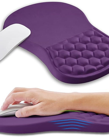 Ergonomic Mouse Pad Wrist Support with Memory Foam Massage Bulge, Carpal Tunnel Pain Relief Mousepad Wrist Rest for Mouse(12x8 inch, Deep Purple)
