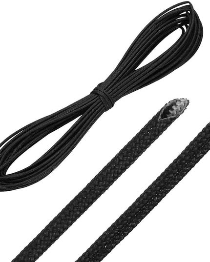 MECCANIXITY 30ft Braided Cable Sleeve, 1/16" ID 200C High Temperature 1500V Fiberglass Wire Insulation Cord Protector Organizer Wires Management for Motor Engine Fuel Line, Black
