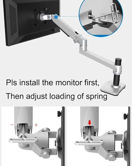 XSJ8012WT Aluminum Alloy Mechanical Spring Arm Wall Mount Laptop Holder Full Motion Laptop Mount Arm Monitor Stand (Black)