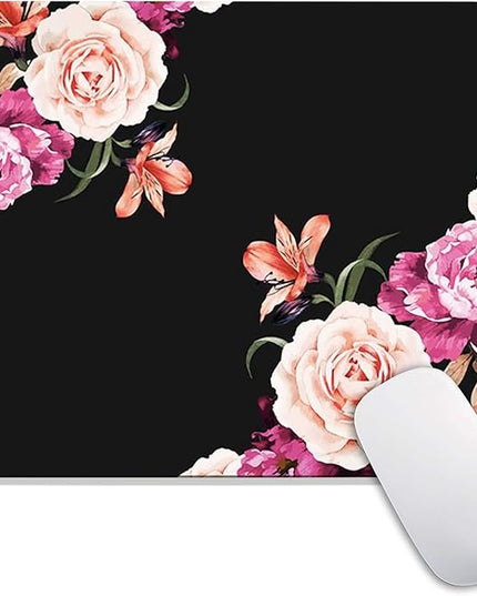 Square Mouse Pad Pretty Peony Flower, Personalized Premium-Textured Custom Mouse Mat Design, Washable Mousepad Cloth, Non-Slip Rubber Base Computer Mouse Pads for Wireless Mouse