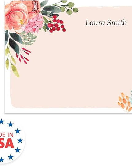 Personalized Pink Floral Sticky Notepads/Modern 3" x 4" Custom Writing Pads / 6 Customized Sticky Notes Pads / 50 Sheets Per Pad/Made in The USA