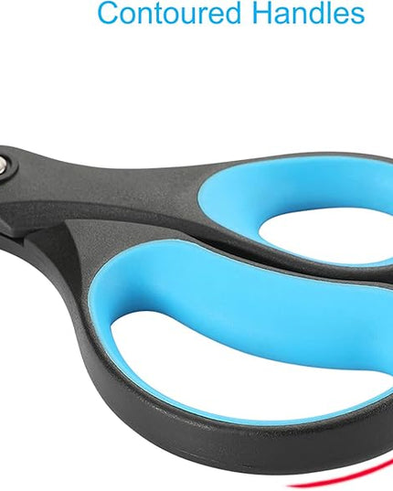 LIVINGO 2 Pack 8" Titanium Non-Stick Scissors, Professional Stainless Steel Comfort Grip, All-Purpose, Straight Office Craft Scissors for DIY(Blue/Black)