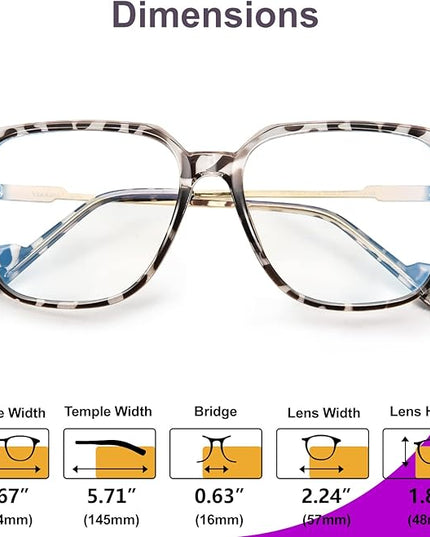 VISOONE 2 Pack Oversized Blue Light Blocking Glasses with Chic Square TR90 Frame and Metal Temple for Women Men REMY
