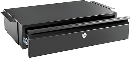 Mount-It! Under Desk Pull-Out Drawer with Lock and 2 Keys Included | Office Storage Organizer | Mounts to Desktops Tables and Workbenches Over 0.71 Inches Thick | Matte Black