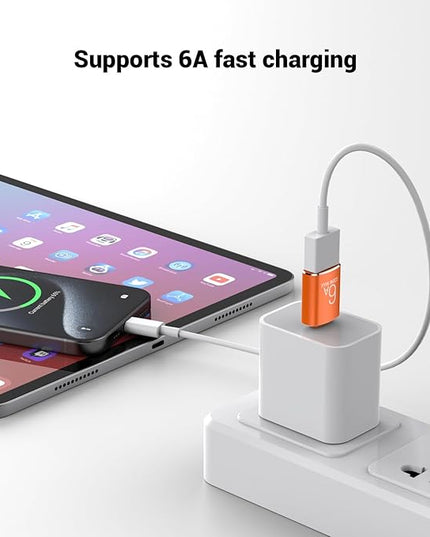 Pastall 10 Pack 10Gbps/120W USB C to USB3.1 Adapter, Orange Type C Male to USB Female Adapter for Smartphone, PC, Laptop, Tablet, Keyboard etc.