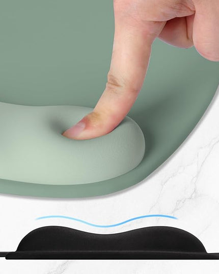 ITNRSIIET Ergonomic Mouse Pad, Cushioned Gel Wrist Rest, Non-Slip Base, Smooth Surface, Compatible with All Mice for Office & Gaming, Desk Accessory, 9.5 x 8.2 inch, Sage Mint Gradient