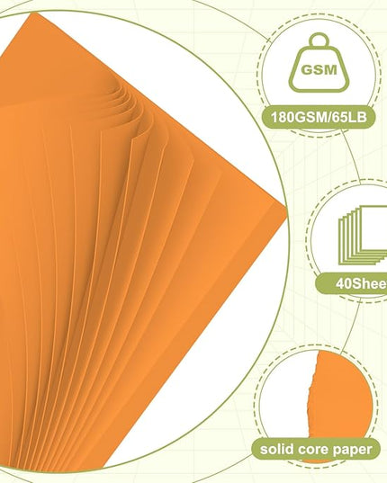 40 Sheets Cardstock 8.5x11, 65lb Fluo Orange Card Stock, Construction Paper, 180gsm Thick Printer Paper for Printing, Painting, Card Making, Kids School Supplies,Party Decorations