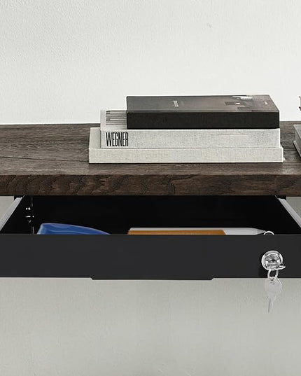 14.17" Under Desk Storage Drawer, Locking Design Black Sliding Pull-Out Drawer for Sit Stand Workstation