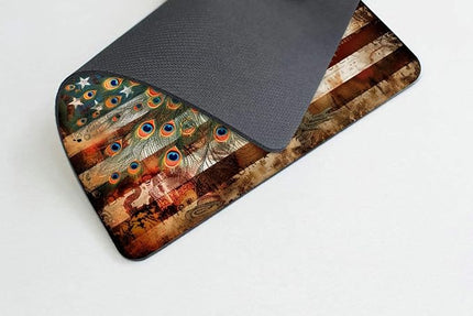 Square Mouse Pad Colorful Peacock and National Flag-7,Gaming Mouse Pads for Desk,Soft Computer Waterproof Non-Slip Mouse Mat