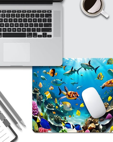 Underwater World of The Ocean Square Mouse pad, Texture, Waterproof, Anti Slip Rubber Base, Computer Mouse pad, Laptop Mouse pad